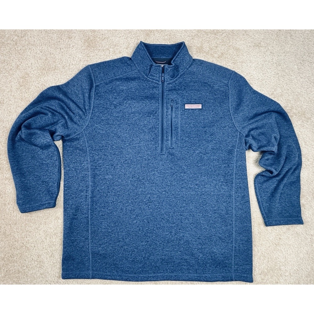 Vineyard Vines Navy Blue 1/4 Zip Sweater Fleece Pullover 2XL Mens
